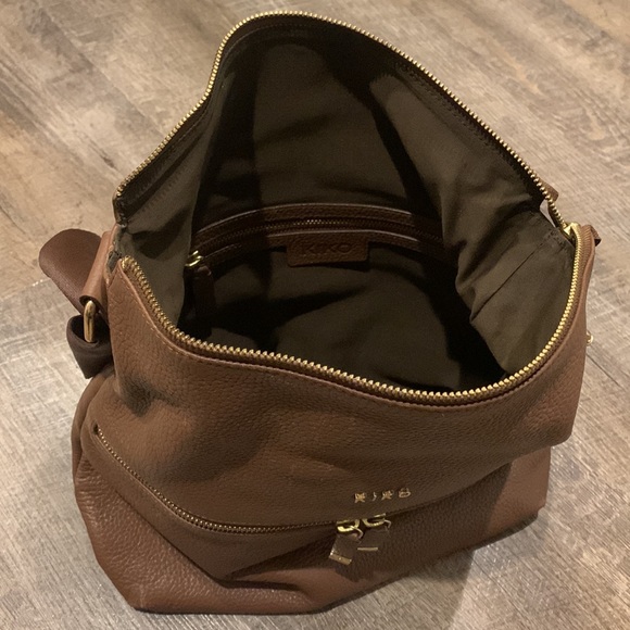 KIKO genuine Pebble brown Leather shoulder crossbody bag adjustable strap - Picture 12 of 16